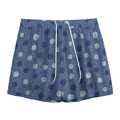 Cute Polka Dot Denim Jeans Pattern Print Mesh Shorts