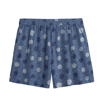 Cute Polka Dot Denim Jeans Pattern Print Mesh Shorts