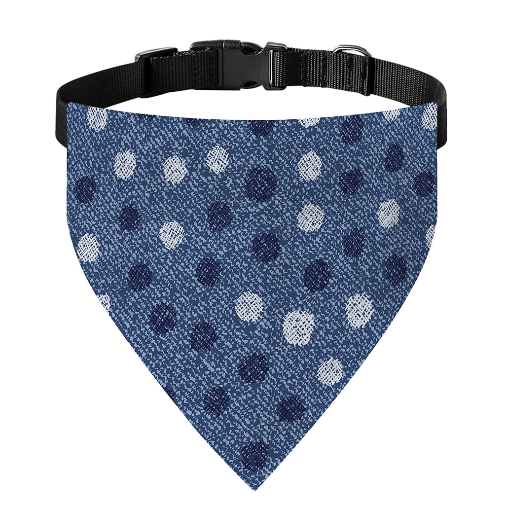 Cute Polka Dot Denim Jeans Pattern Print Over The Collar Dog Bandana