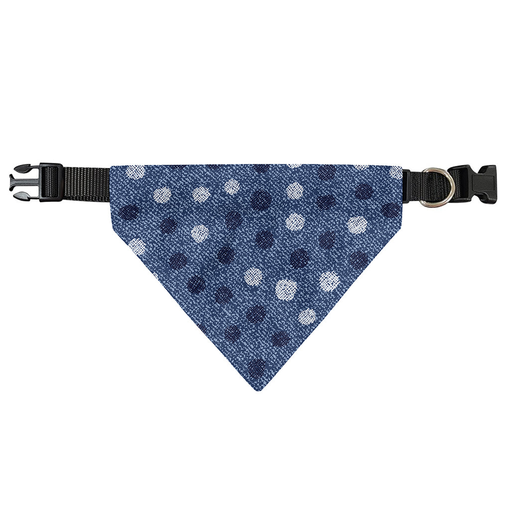 Cute Polka Dot Denim Jeans Pattern Print Over The Collar Dog Bandana