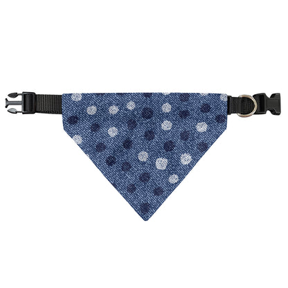 Cute Polka Dot Denim Jeans Pattern Print Over The Collar Dog Bandana