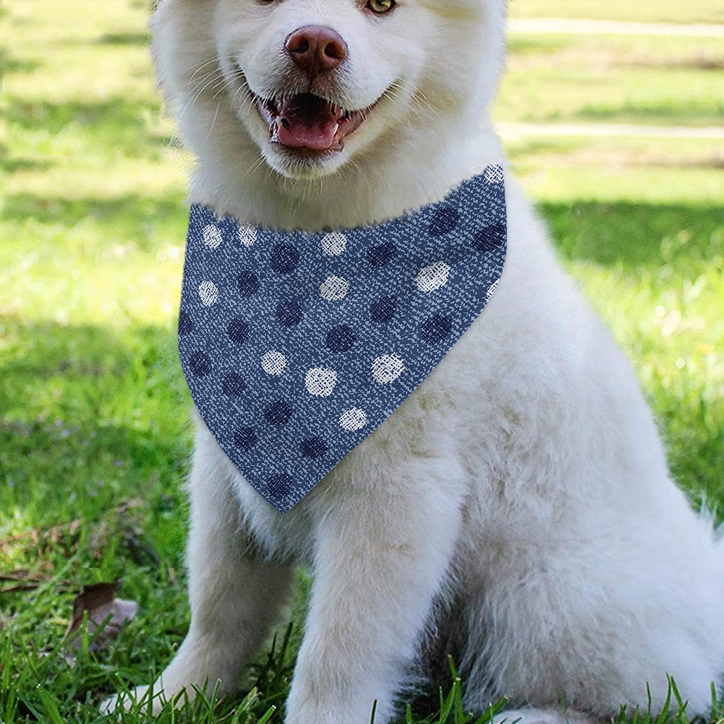 Cute Polka Dot Denim Jeans Pattern Print Over The Collar Dog Bandana