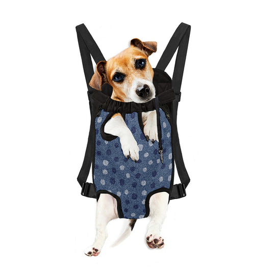 Cute Polka Dot Denim Jeans Pattern Print Pet Carrier Backpack
