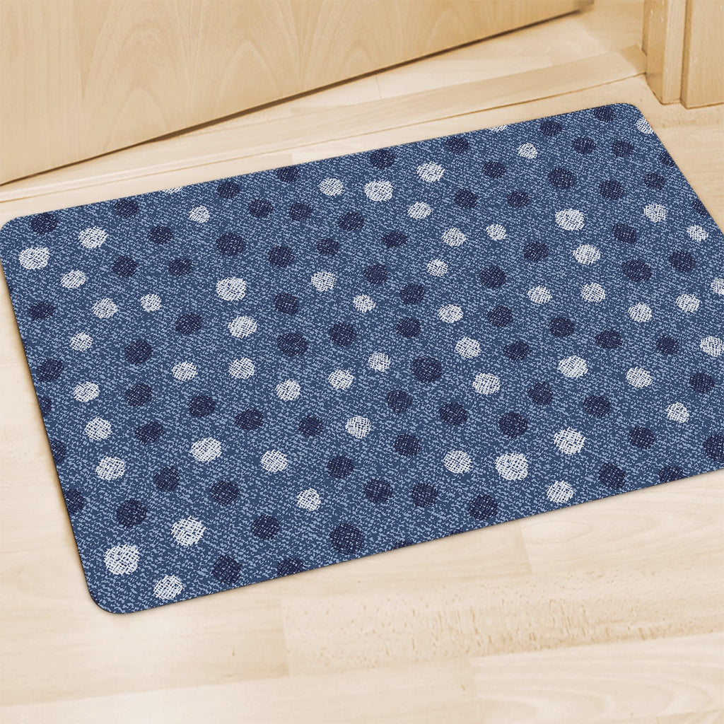 Cute Polka Dot Denim Jeans Pattern Print Polyester Doormat