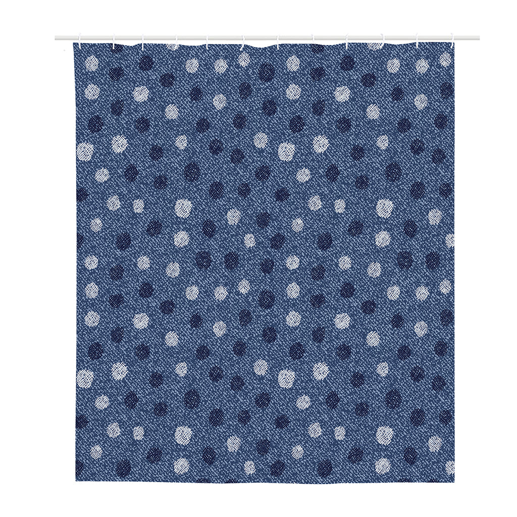 Cute Polka Dot Denim Jeans Pattern Print Polyester Shower Curtain