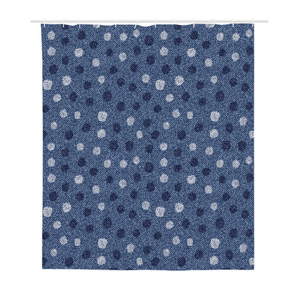 Cute Polka Dot Denim Jeans Pattern Print Polyester Shower Curtain