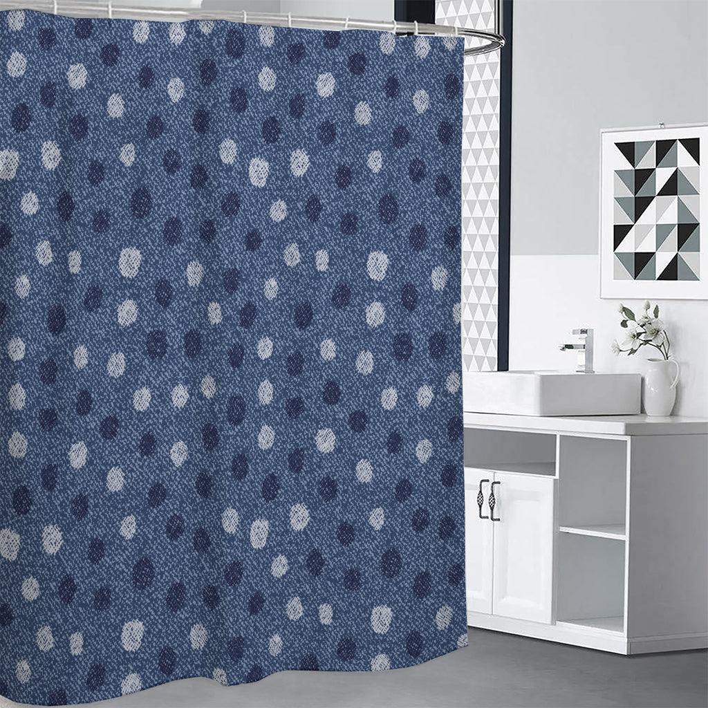 Cute Polka Dot Denim Jeans Pattern Print Premium Shower Curtain