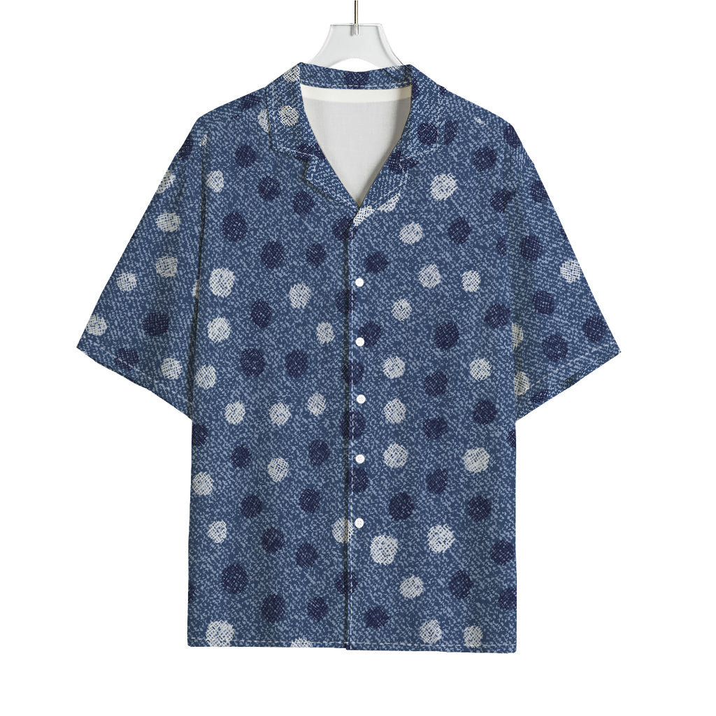 Cute Polka Dot Denim Jeans Pattern Print Rayon Hawaiian Shirt