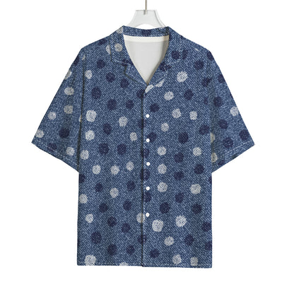 Cute Polka Dot Denim Jeans Pattern Print Rayon Hawaiian Shirt