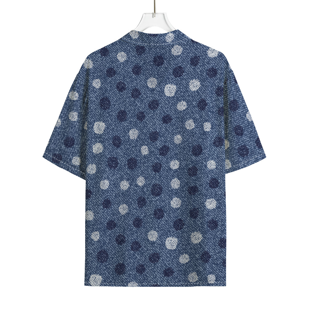 Cute Polka Dot Denim Jeans Pattern Print Rayon Hawaiian Shirt