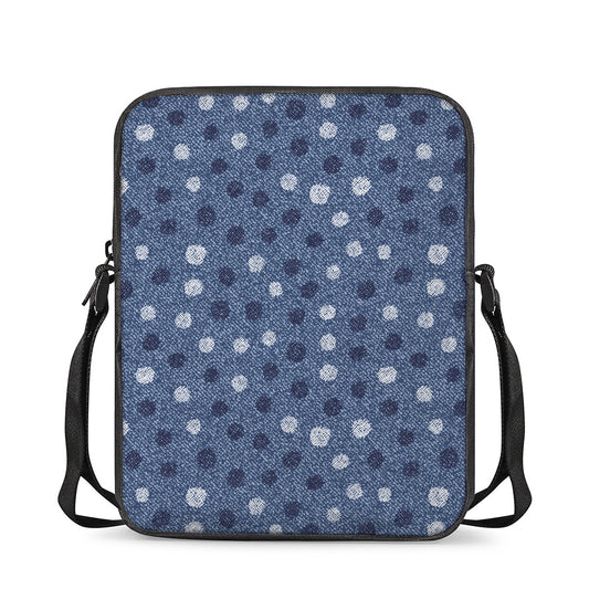 Cute Polka Dot Denim Jeans Pattern Print Rectangular Crossbody Bag