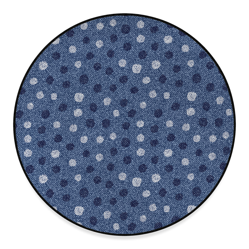Cute Polka Dot Denim Jeans Pattern Print Round Floor Mat