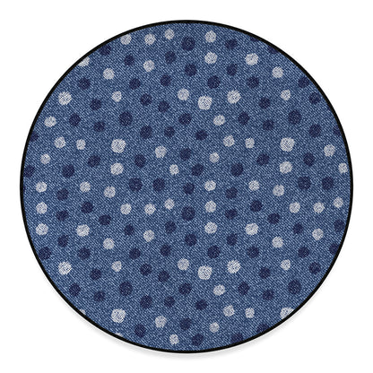 Cute Polka Dot Denim Jeans Pattern Print Round Floor Mat