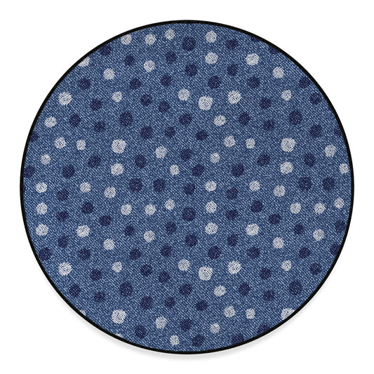 Cute Polka Dot Denim Jeans Pattern Print Round Floor Mat
