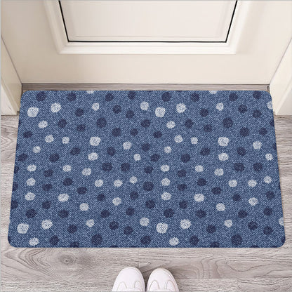 Cute Polka Dot Denim Jeans Pattern Print Rubber Doormat