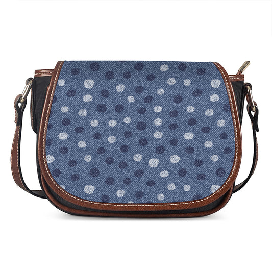 Cute Polka Dot Denim Jeans Pattern Print Saddle Bag