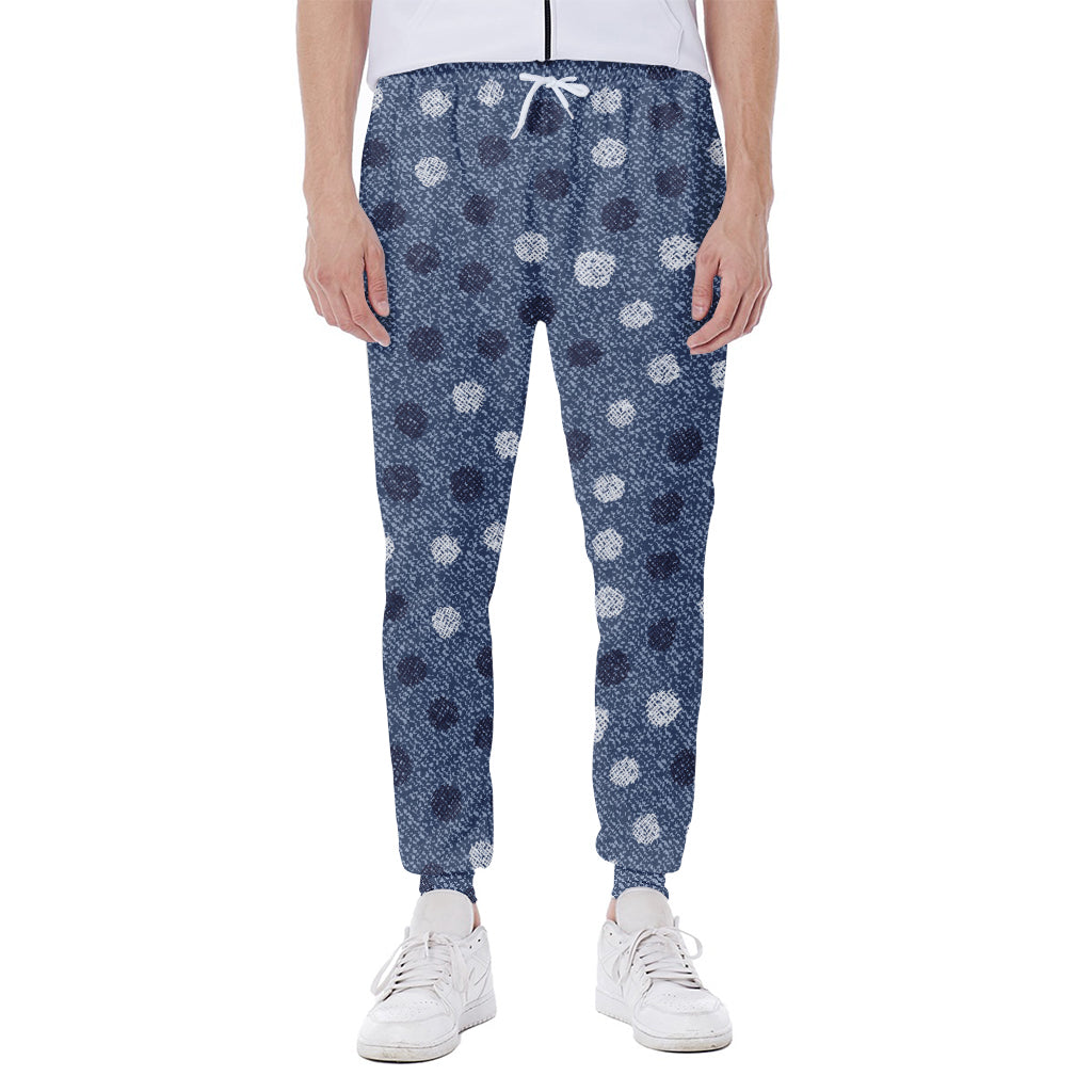 Cute Polka Dot Denim Jeans Pattern Print Scuba Joggers