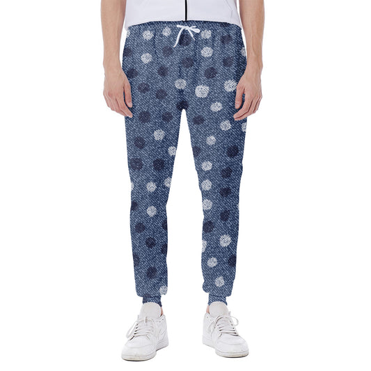 Cute Polka Dot Denim Jeans Pattern Print Scuba Joggers