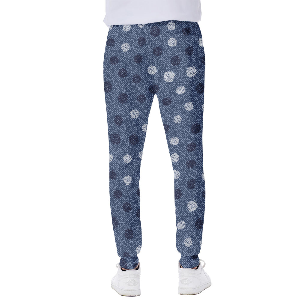 Cute Polka Dot Denim Jeans Pattern Print Scuba Joggers