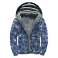 Cute Polka Dot Denim Jeans Pattern Print Sherpa Lined Zip Up Hoodie