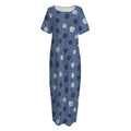 Cute Polka Dot Denim Jeans Pattern Print Short Sleeve Long Nightdress