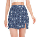 Cute Polka Dot Denim Jeans Pattern Print Side Slit Mini Skirt