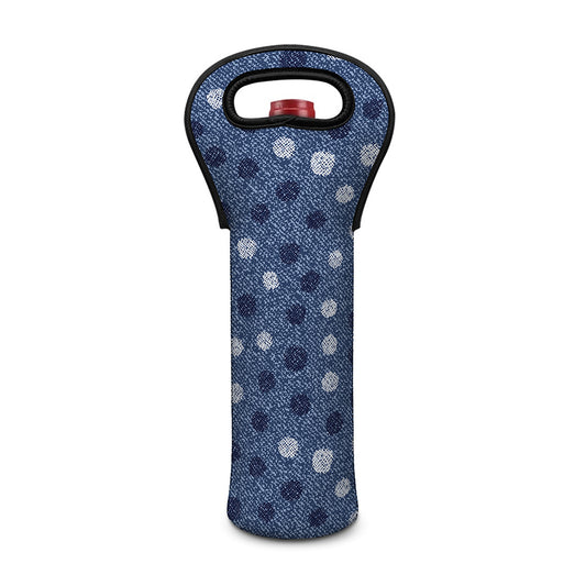 Cute Polka Dot Denim Jeans Pattern Print Single Neoprene Wine Tote