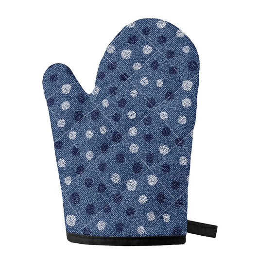 Cute Polka Dot Denim Jeans Pattern Print Single Oven Mitt