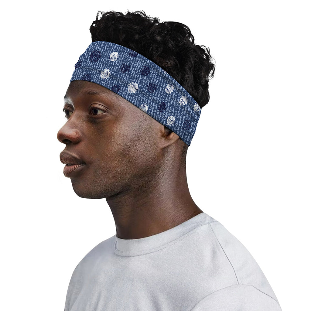 Cute Polka Dot Denim Jeans Pattern Print Sports Headband