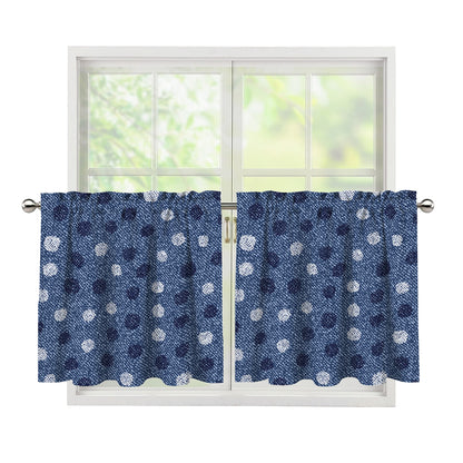 Cute Polka Dot Denim Jeans Pattern Print Tier Curtains