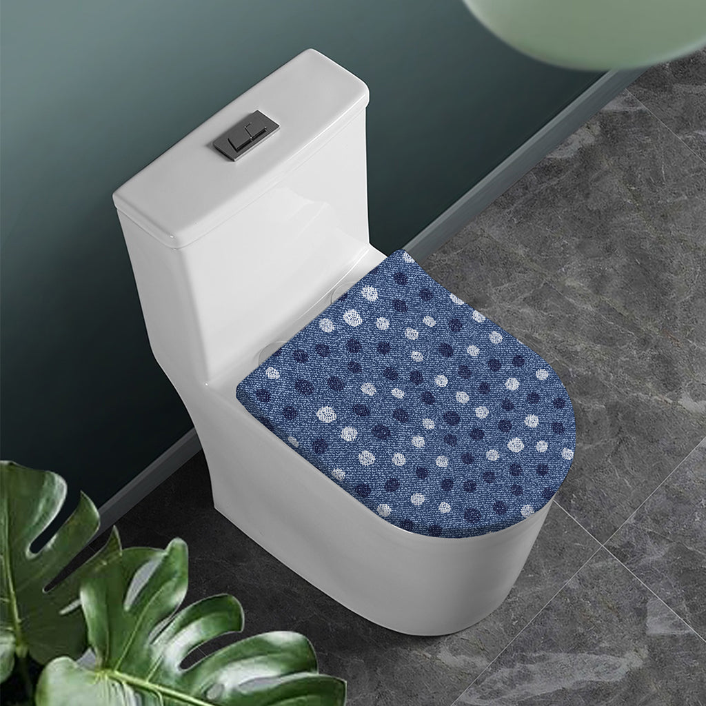 Cute Polka Dot Denim Jeans Pattern Print Toilet Lid Cover
