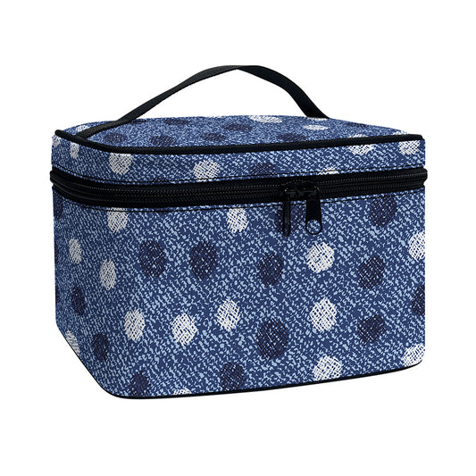 Cute Polka Dot Denim Jeans Pattern Print Travel Makeup Bag