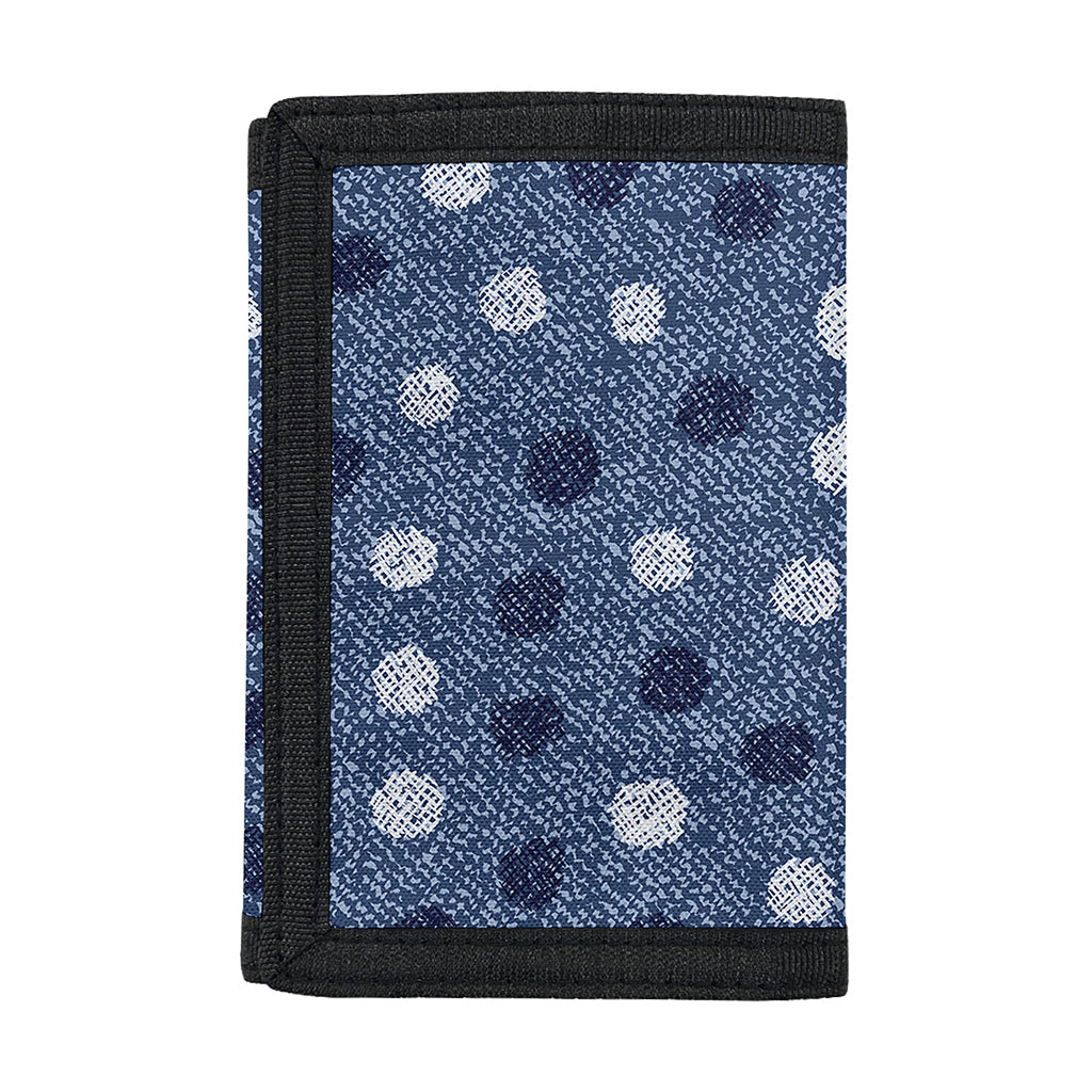 Cute Polka Dot Denim Jeans Pattern Print Trifold Wallet