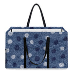 Cute Polka Dot Denim Jeans Pattern Print Utility Tote Bag