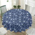 Cute Polka Dot Denim Jeans Pattern Print Waterproof Round Tablecloth