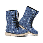 Cute Polka Dot Denim Jeans Pattern Print Winter Boots
