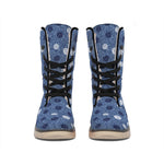 Cute Polka Dot Denim Jeans Pattern Print Winter Boots