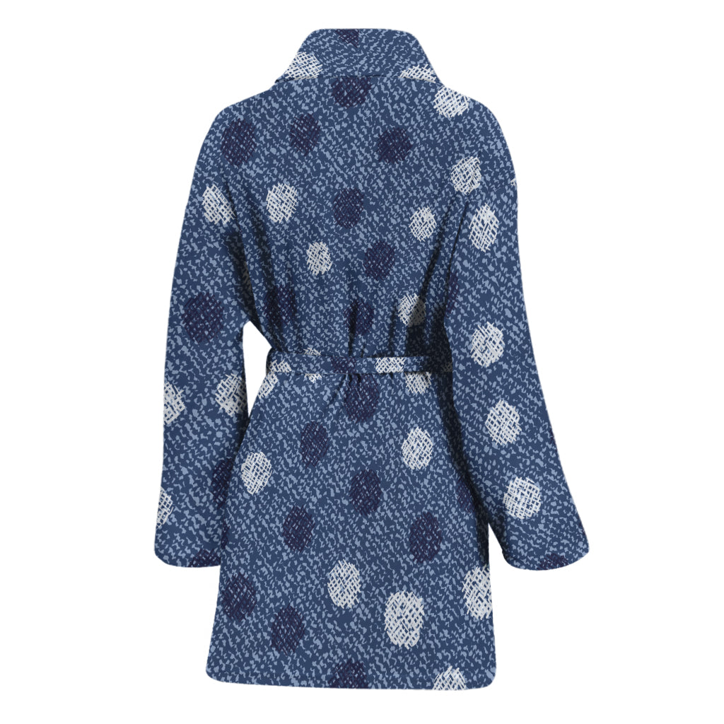 Cute Polka Dot Denim Jeans Pattern Print Women's Bathrobe