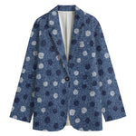 Cute Polka Dot Denim Jeans Pattern Print Women's Blazer