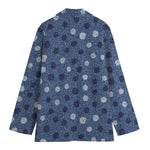Cute Polka Dot Denim Jeans Pattern Print Women's Blazer