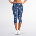 Cute Polka Dot Denim Jeans Pattern Print Women's Capri Leggings