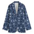 Cute Polka Dot Denim Jeans Pattern Print Women's Cotton Blazer
