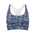 Cute Polka Dot Denim Jeans Pattern Print Women's Sports Bra