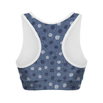 Cute Polka Dot Denim Jeans Pattern Print Women's Sports Bra