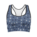 Cute Polka Dot Denim Jeans Pattern Print Women's Sports Bra
