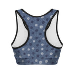 Cute Polka Dot Denim Jeans Pattern Print Women's Sports Bra