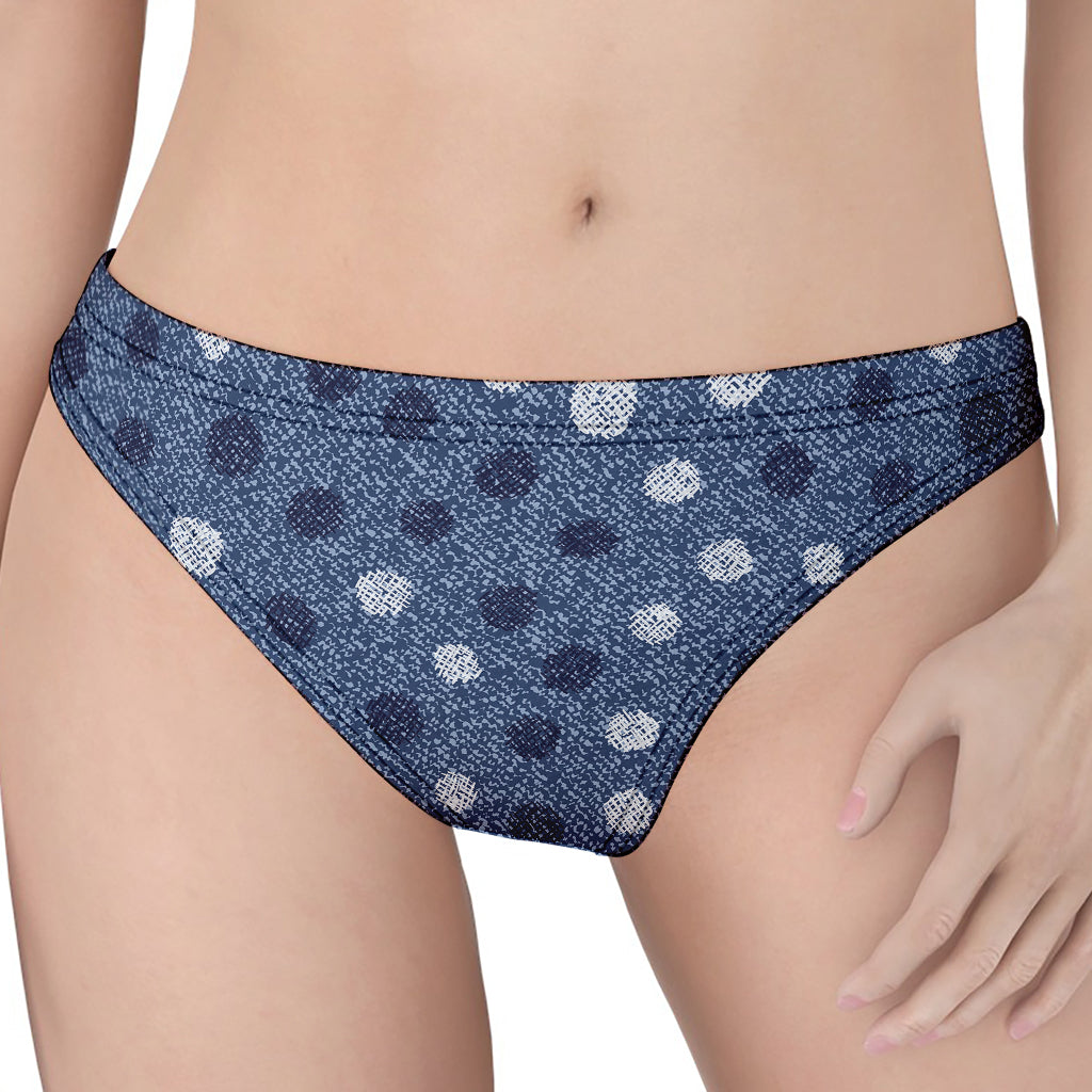 Cute Polka Dot Denim Jeans Pattern Print Women's Thong