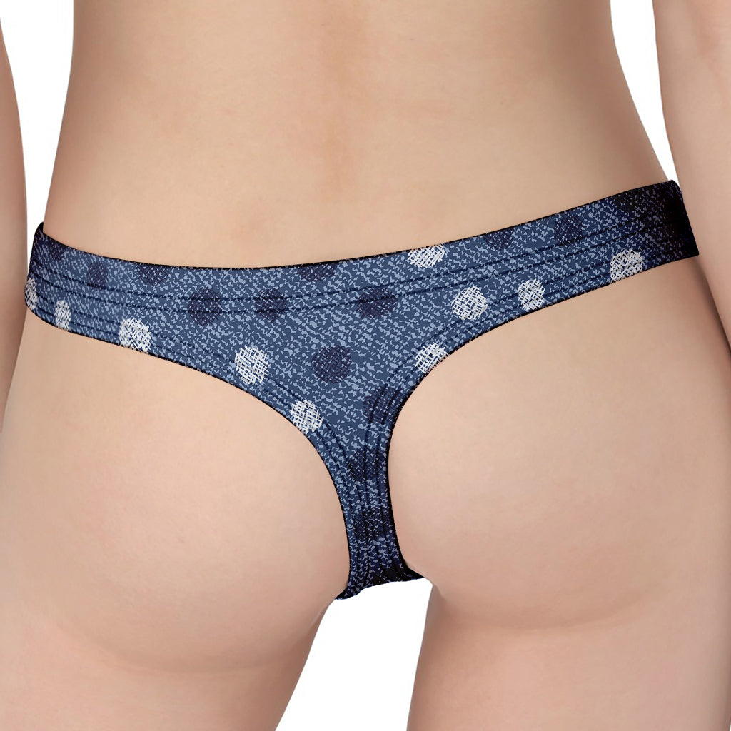 Cute Polka Dot Denim Jeans Pattern Print Women's Thong