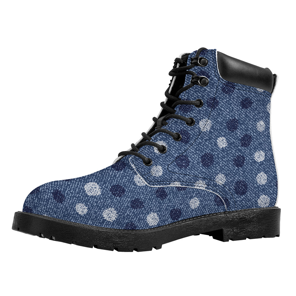 Cute Polka Dot Denim Jeans Pattern Print Work Boots