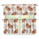 Cute Pomeranian Pattern Print 3 Piece Kitchen Curtains